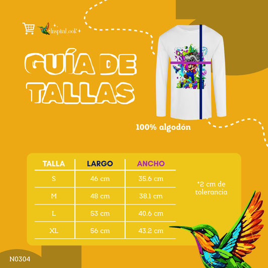 Playera Mario bros - manga larga - niñ@/joven - Inspiralook