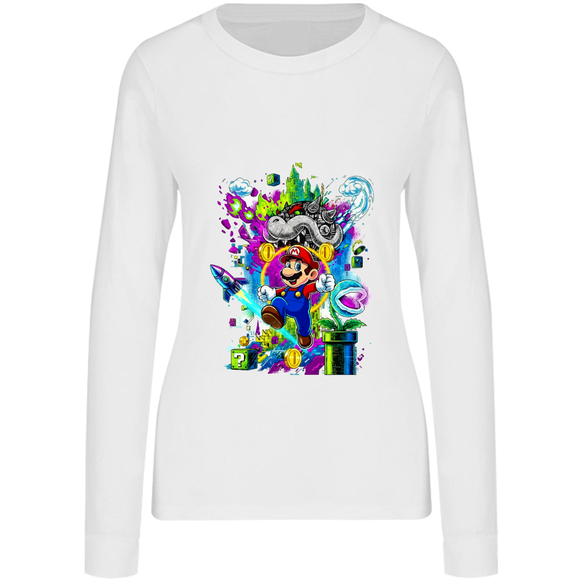 Playera Mario bros - manga larga - dama - Inspiralook
