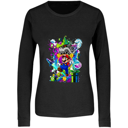 Playera Mario bros - manga larga - dama - Inspiralook