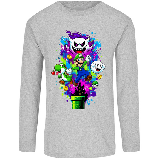 Playera luigi - manga larga - caballero/unisex - Inspiralook