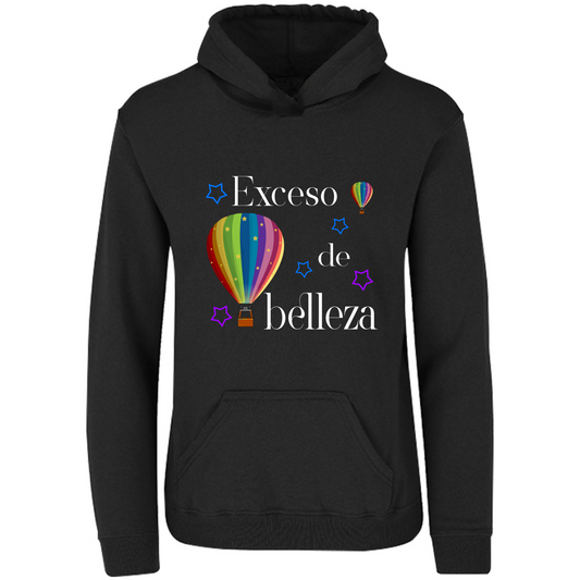 Sudadera globo aerostático letra blanca - con capucha - niñ@/joven - estampado frente - Inspiralook