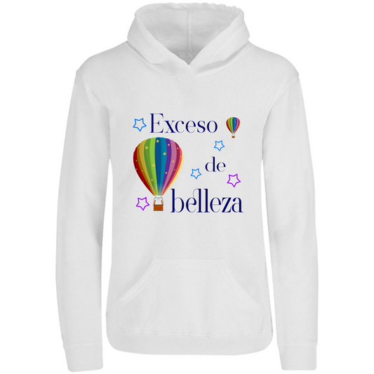 Sudadera globo aerostático letra azul - con capucha - niñ@/joven - estampado frente - Inspiralook