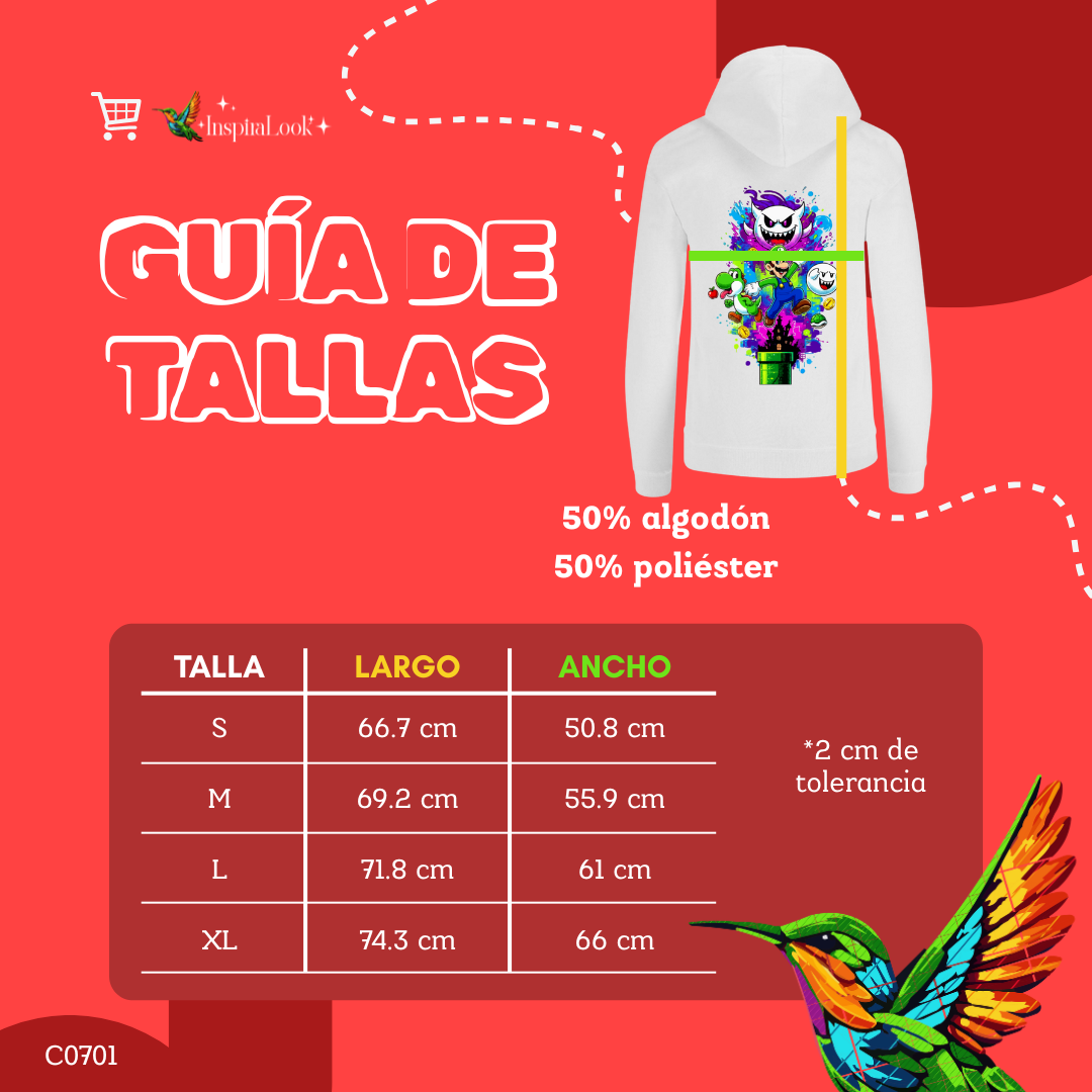 Sudadera luigi - con capucha - unisex - estampado detras - Inspiralook