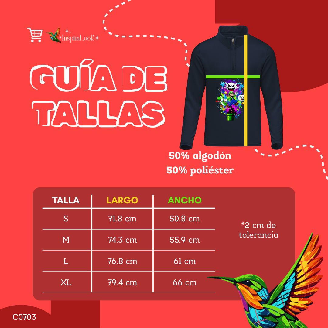 Sudadera luigi - cuarto de cierre - unisex - Inspiralook